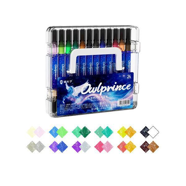 【貓太子】雙頭雙色閃光馬克筆 貓太子,馬克筆,麥克筆,螢光筆,塗鴉,手帳,筆記,爆閃馬克筆