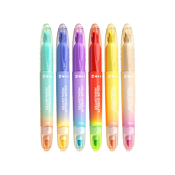 【貓太子】雙頭疊色重點標記螢光筆 雙頭螢光筆,不染色螢光筆,書寫文具,螢光筆推薦