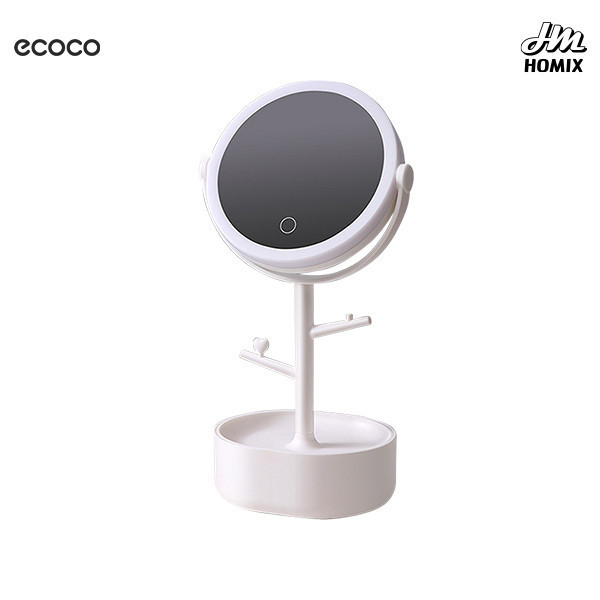 【ecoco】LED台式化妝鏡首飾盒 
