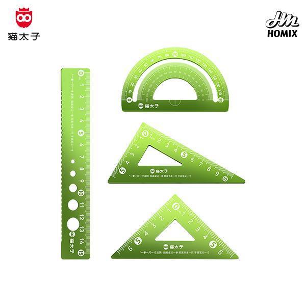 【貓太子】15CM鋁合金套尺(4件套) 貓太子,文具,繪圖工具,三角尺,圓規,尺規組