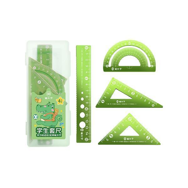 【貓太子】15CM鋁合金套尺(4件套) 貓太子,文具,繪圖工具,三角尺,圓規,尺規組