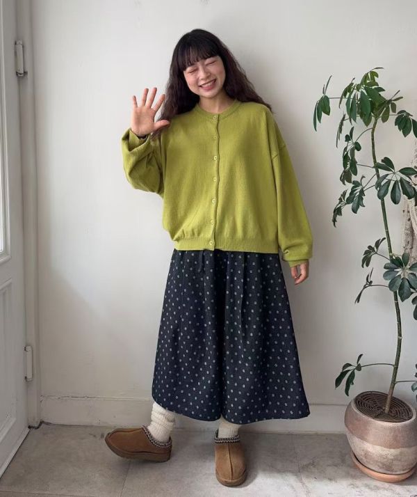 日系復古感圓點寬版 抽繩厚磅長褲 寬褲,點點,腰部鬆緊,寬鬆,長褲,七分褲,褲裙