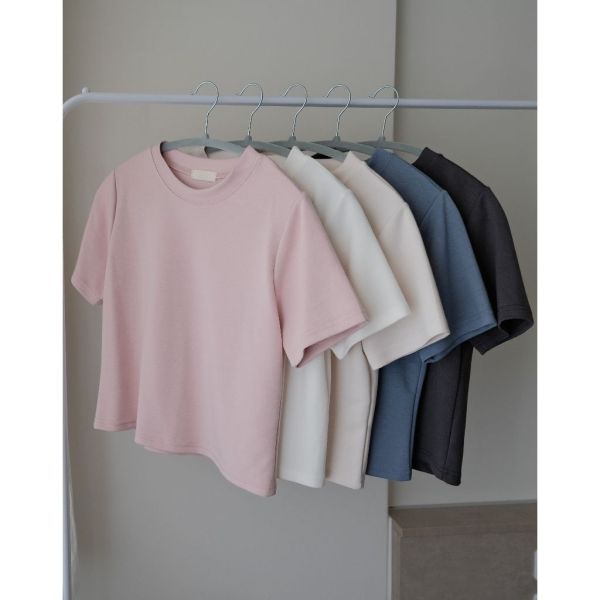 < 闆娘自帶包色款 > 超親膚舒服質感百搭圓領嫩Qt 短T,日常,短袖,圓領,素色,親膚