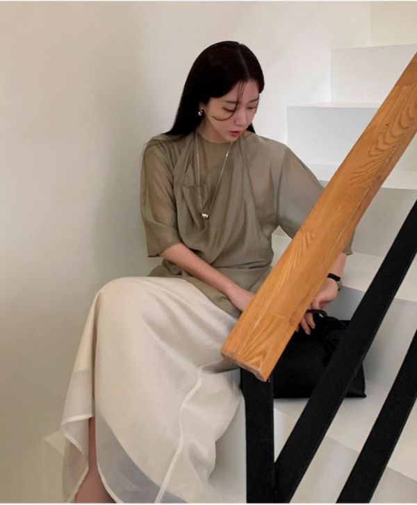 （現貨+預購）親膚舒適氣質半裙 雙層薄紗長裙 百搭 裙子 長裙,半裙,薄紗,雙層,質感,A字裙