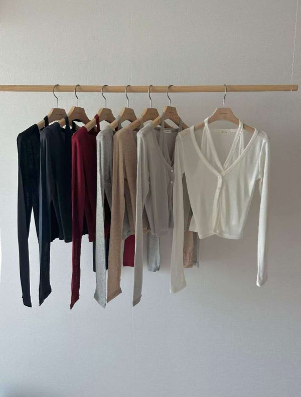 親膚拼接設計層次感上衣 長袖上衣 小背心,上衣,親膚,套裝,SET,無袖,外套,組合