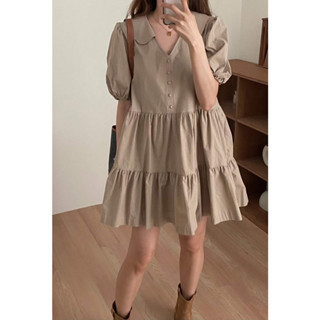 韓式甜美娃娃領襯衫澎澎連衣裙 洋裝,連衣裙,OPS,正韓,韓系,短洋