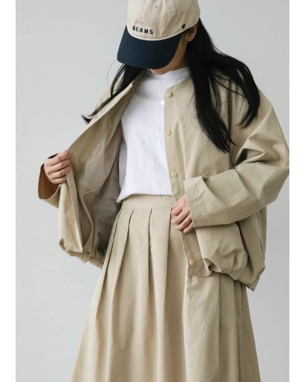 日系復古圓領寬鬆外套  落肩 澎澎 露營風 日系,圓領,外套,薄外套,純棉,南瓜,澎澎,可愛