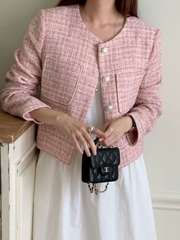 珍珠釦粗花呢小香風外套 短版外套 小香風,外套,短板,粗花呢,名媛