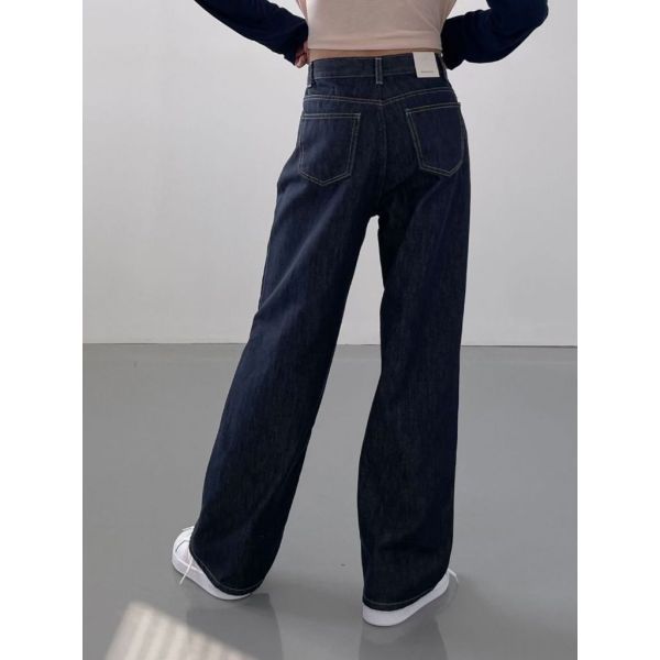不褪色深藍直筒牛仔褲 牛仔褲,長褲,牛仔長褲,不退色,修飾假跨寬,梨形身材