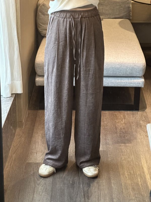 ［闆娘推薦］霧感極簡風舒適抽繩長寬褲 長褲 休閒褲,直筒褲,闊腿褲,舒適,抽繩,鬆緊