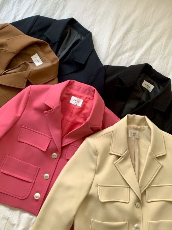 氣質挺版翻領西裝外套  奶油色系西裝短版外套 商務外套 小香風,西裝,外套,多色,西外