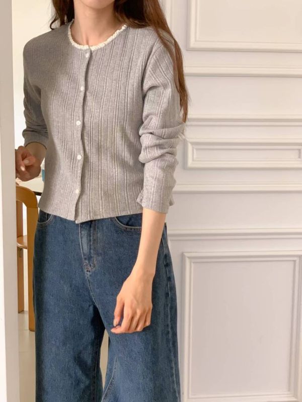 質感坑條短版開釦＋背心針織兩件套 小可愛,兩件式,罩衫,外套,細肩帶