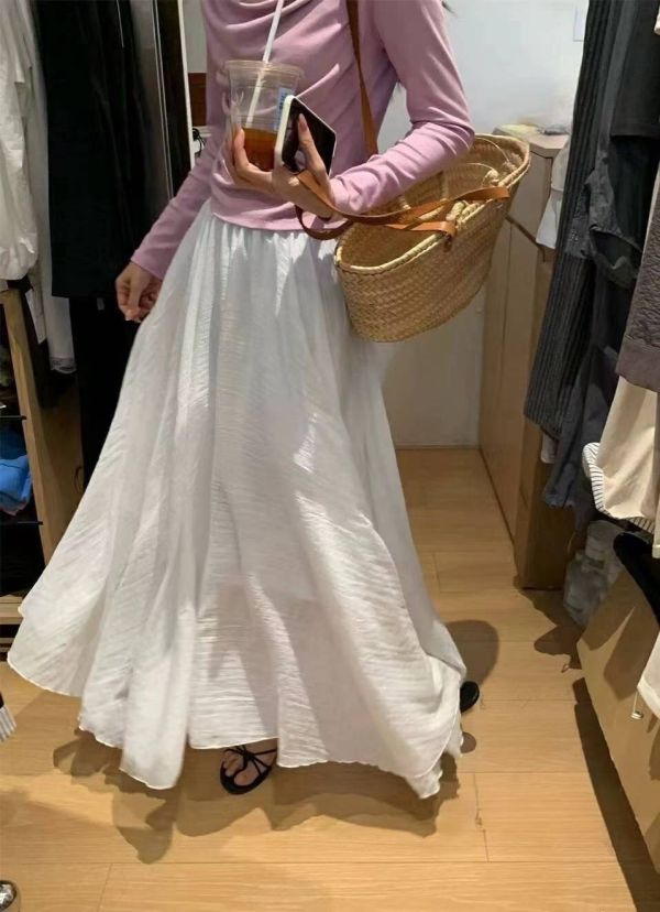 （現貨+預購）唯美涼感鬆緊A字長裙 飄逸感散裙 傘裙,仙女,長裙,飄逸,半裙