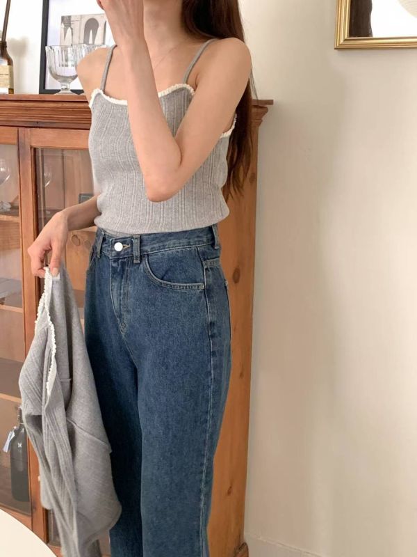 質感坑條短版開釦＋背心針織兩件套 小可愛,兩件式,罩衫,外套,細肩帶