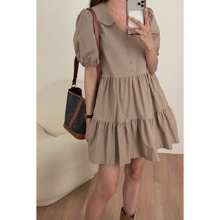 韓式甜美娃娃領襯衫澎澎連衣裙 洋裝,連衣裙,OPS,正韓,韓系,短洋