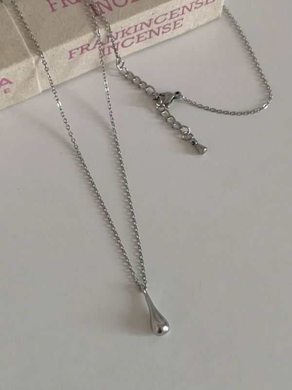 【銀語 Whisper in Silver】醫療鋼水滴項鍊 水滴項鍊,醫療鋼,細繩項鍊,長鍊