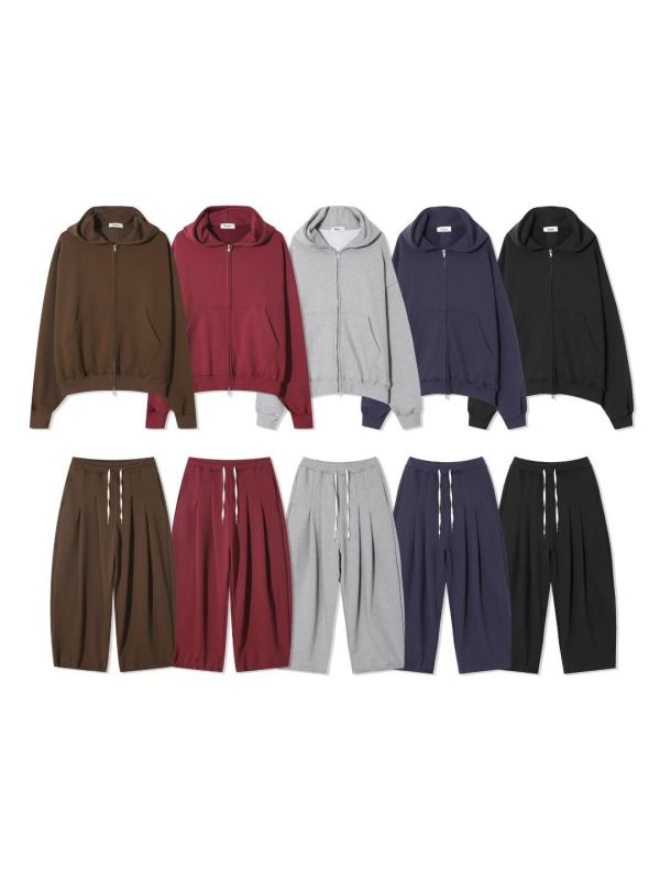 OVERSIZE 男女共穿A字打摺棉褲 純棉雙向拉鍊連帽外套 休閒套裝 unisex 套裝,oversize,寬板,外套,棉褲,休閒