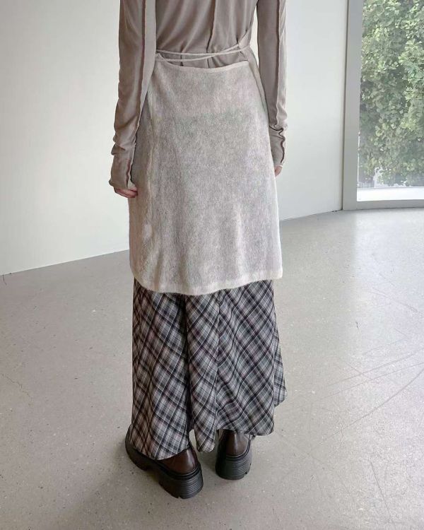 格子顯瘦微魚尾長裙 長裙,格紋,半裙,魚尾裙