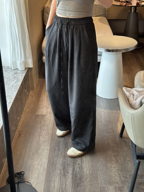 ［闆娘推薦］霧感極簡風舒適抽繩長寬褲 長褲 休閒褲,直筒褲,闊腿褲,舒適,抽繩,鬆緊