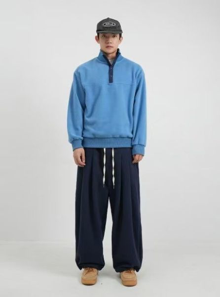 OVERSIZE 男女共穿A字打摺棉褲 純棉雙向拉鍊連帽外套 休閒套裝 unisex 套裝,oversize,寬板,外套,棉褲,休閒