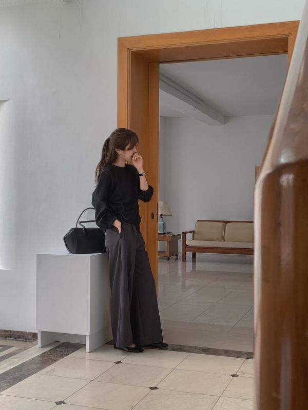 設計感系帶襯衫 前簾圓領襯衫上衣 