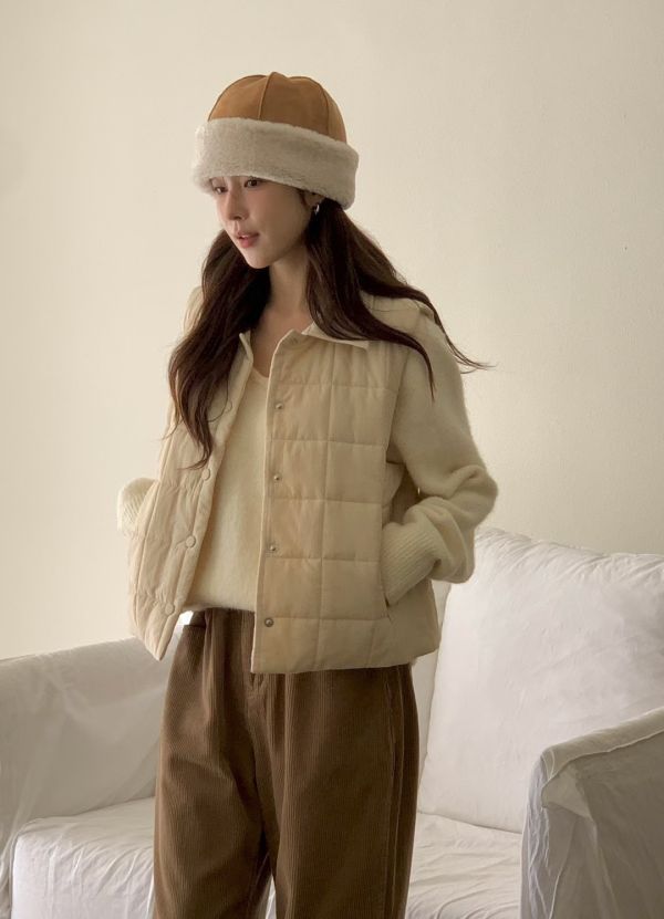 【TIZZI】鹽系鋪棉格子尼龍背心 鋪棉背心 TIZZI,鋪棉背心,背心,疊穿