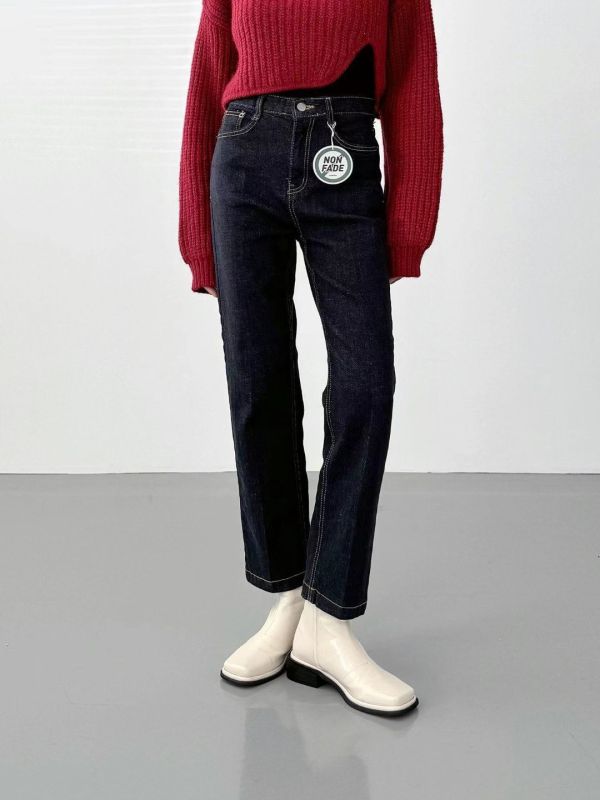 （現貨+預購）不退色窄管直筒9分褲 牛仔褲 九分褲,9分,牛仔褲,深藍,不退色