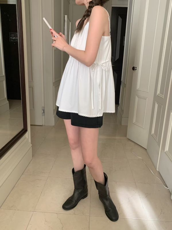 法式甜美減齡花邊連衣裙 吊帶裙 