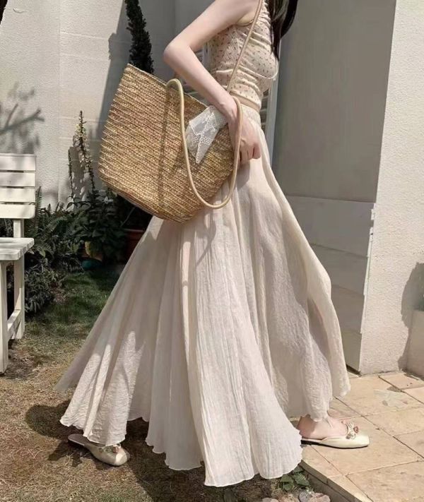 （現貨+預購）唯美涼感鬆緊A字長裙 飄逸感散裙 傘裙,仙女,長裙,飄逸,半裙