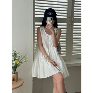 俏麗無袖蛋糕短洋裝 短版洋裝 小可愛 短洋,正韓,洋裝,短版,俏麗,蛋糕裙