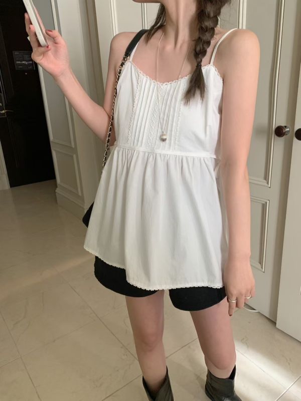 法式甜美減齡花邊連衣裙 吊帶裙 