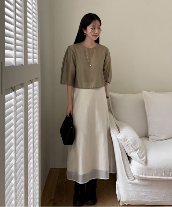 （現貨+預購）親膚舒適氣質半裙 雙層薄紗長裙 百搭 裙子 長裙,半裙,薄紗,雙層,質感,A字裙