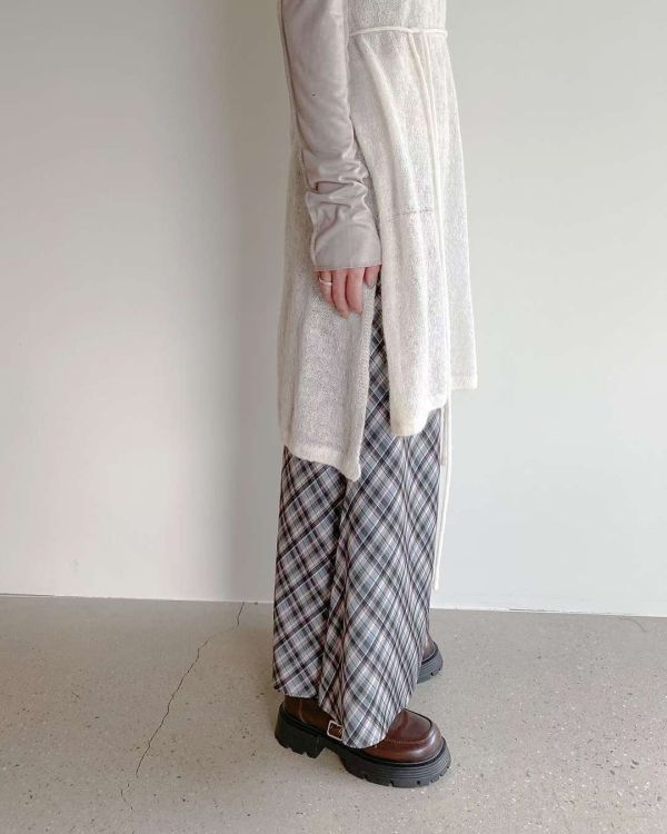 格子顯瘦微魚尾長裙 長裙,格紋,半裙,魚尾裙