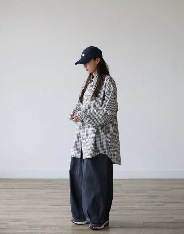 不退色丹寧氣球褲 繭型褲 寬褲 鬆緊牛仔褲 氣球褲,繭型褲,寬褲,鬆緊,日系復古,OVERSIZE