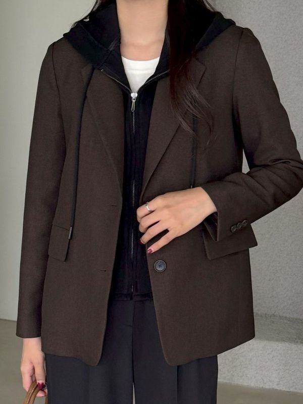 兩穿式連帽西裝外套 中性風外套 可拆式內襯 西裝,外套,連帽外套,兩穿