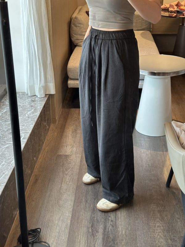 ［闆娘推薦］霧感極簡風舒適抽繩長寬褲 長褲 休閒褲,直筒褲,闊腿褲,舒適,抽繩,鬆緊