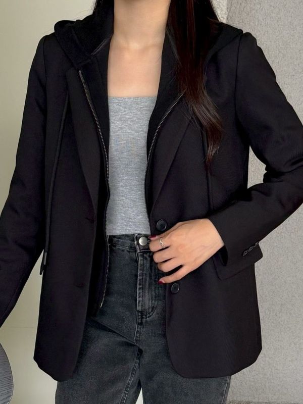 兩穿式連帽西裝外套 中性風外套 可拆式內襯 西裝,外套,連帽外套,兩穿