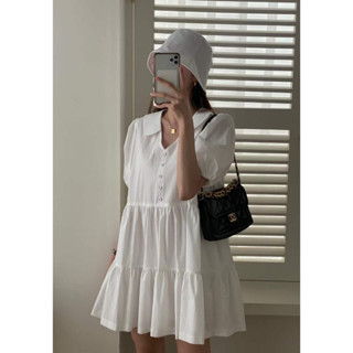 韓式甜美娃娃領襯衫澎澎連衣裙 洋裝,連衣裙,OPS,正韓,韓系,短洋
