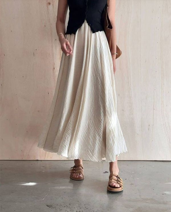 （現貨+預購）唯美涼感鬆緊A字長裙 飄逸感散裙 傘裙,仙女,長裙,飄逸,半裙
