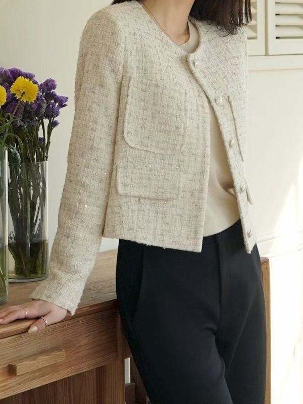 珍珠釦粗花呢小香風外套 短版外套 小香風,外套,短板,粗花呢,名媛