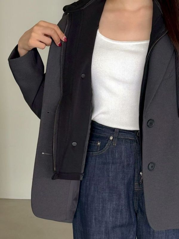 兩穿式連帽西裝外套 中性風外套 可拆式內襯 西裝,外套,連帽外套,兩穿