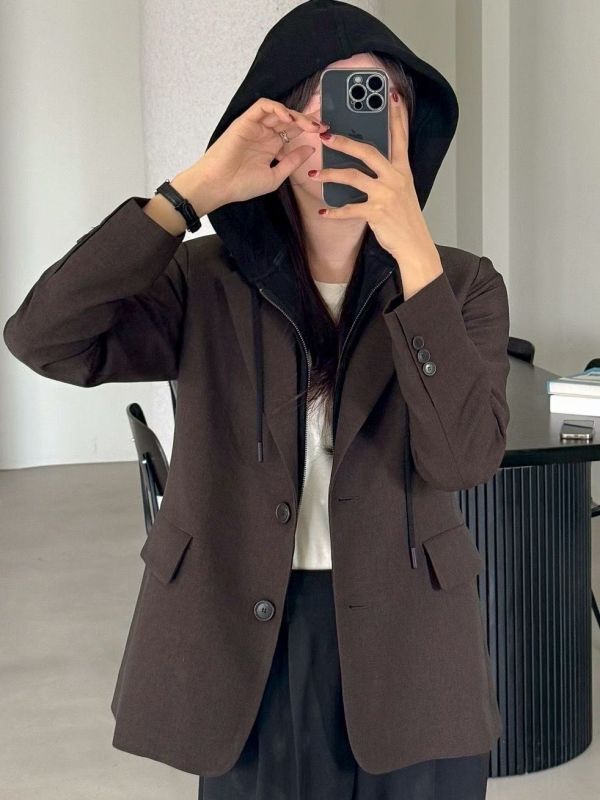 兩穿式連帽西裝外套 中性風外套 可拆式內襯 西裝,外套,連帽外套,兩穿