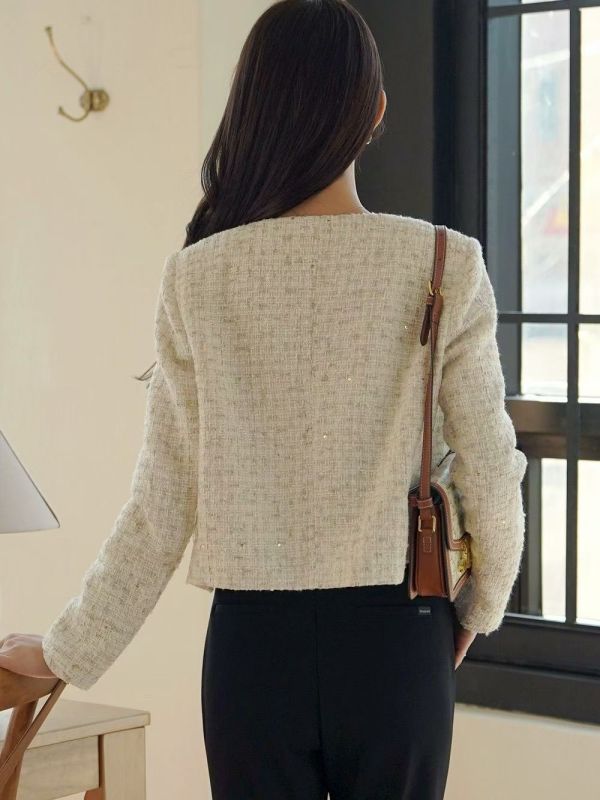 珍珠釦粗花呢小香風外套 短版外套 小香風,外套,短板,粗花呢,名媛