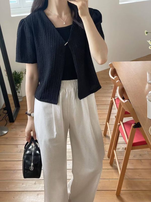 （現貨+預購）質感單扣短袖罩衫 短袖襯衫 洋裝外套 罩衫,短袖,單釦,襯衫,女裝,上衣,外套