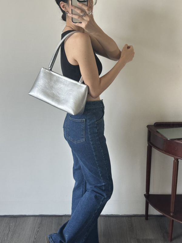 【Dearni】超美PU梯形單肩包 可放長夾 手提包 腋下包 單肩包,肩背包,方包,銀色包,梯形包