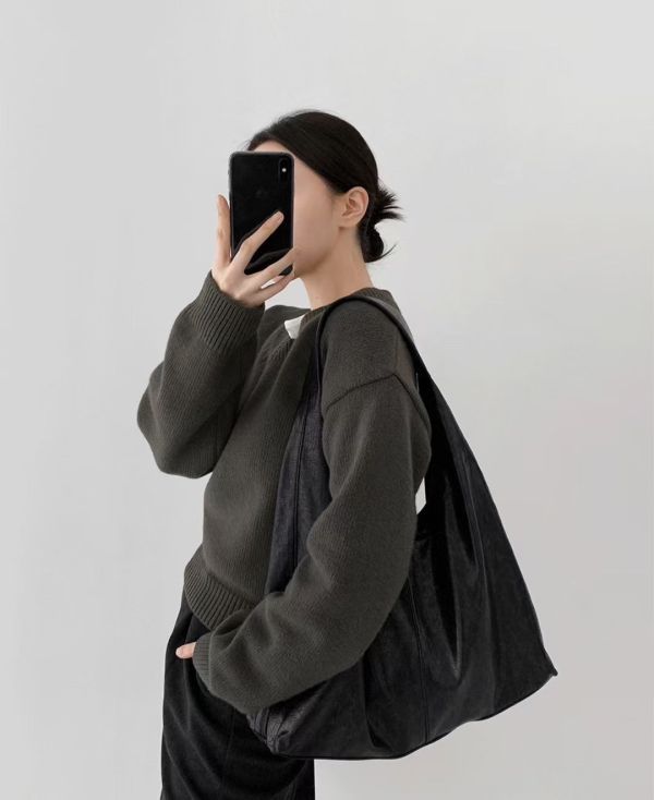 【DEARNI】個性質感超大容量通勤包 單肩包 大學生包 肩背包 肩背包,水桶包,包袱,水餃包,大容量,韓國