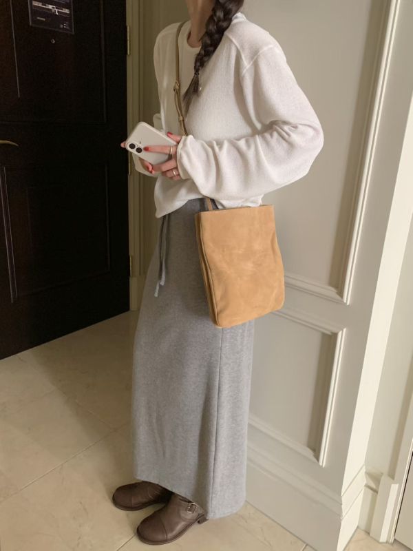 高腰垂墜感長裙 抽繩棉長裙 百搭長裙 