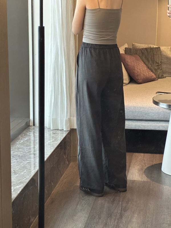 ［闆娘推薦］霧感極簡風舒適抽繩長寬褲 長褲 休閒褲,直筒褲,闊腿褲,舒適,抽繩,鬆緊