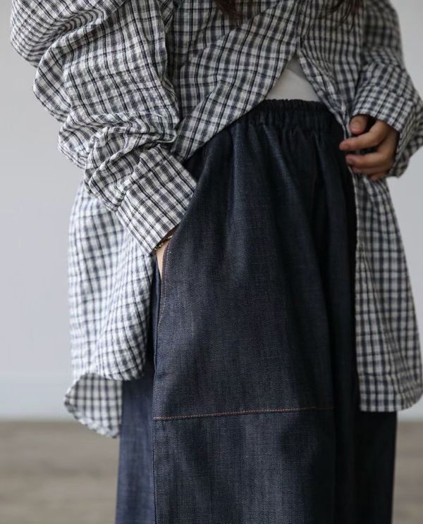 不退色丹寧氣球褲 繭型褲 寬褲 鬆緊牛仔褲 氣球褲,繭型褲,寬褲,鬆緊,日系復古,OVERSIZE