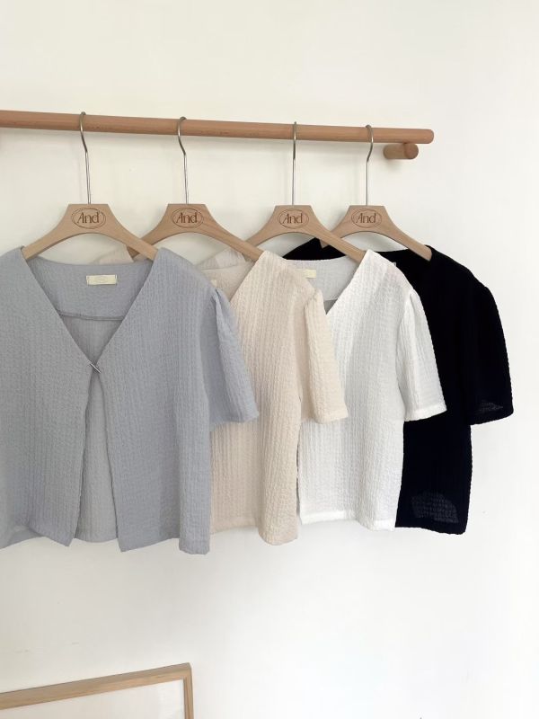 （現貨+預購）質感單扣短袖罩衫 短袖襯衫 洋裝外套 罩衫,短袖,單釦,襯衫,女裝,上衣,外套